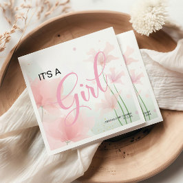 It's a Girl Soft Blush Pink Flowers  スタンダードランチョンナプキン