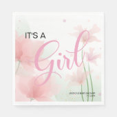 It's a Girl Soft Blush Pink Flowers スタンダードランチョンナプキン (正面)
