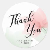 It's a Girl Soft Blush Pink Flowers Thank You ラウンドシール (正面)