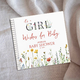 It's a Girl Spring Flowers Shower Wishes for Baby ノートブック