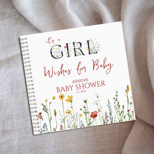 It's a Girl Spring Flowers Shower Wishes for Baby ノートブック