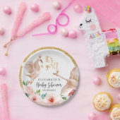 It's a Girl! Watercolor Swans Baby Shower ペーパープレート (パーティー)