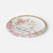 It's a Girl! Watercolor Swans Baby Shower  ペーパープレート (アングル)