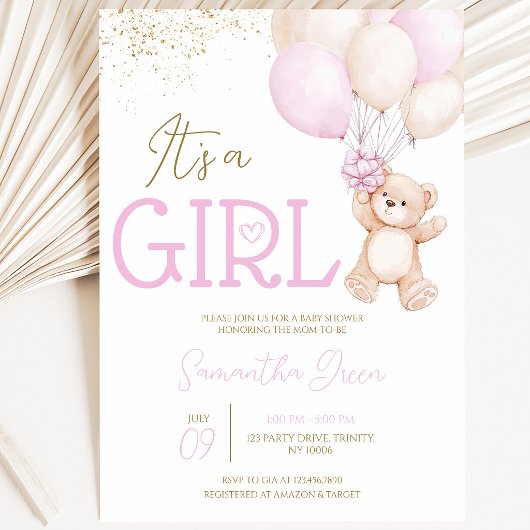 It's a Girl We Can Bearly Wait ベビーシャワー 招待状