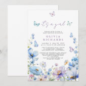 It's A Girl Wildflower Floral Baby Shower  招待状 (正面/裏面)