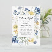 It's A Girl Wildflower Floral Baby Shower 招待状 (スタンド正面)