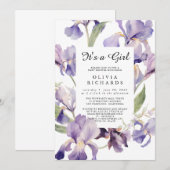 It's A Girl Wildflower Floral Baby Shower 招待状 (正面/裏面)