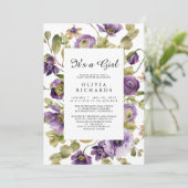 It's A Girl Wildflower Floral Baby Shower 招待状 (スタンド正面)