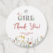 It's a Girl with Spring Flowers Baby Shower フェイバータグ (正面)