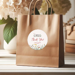 It's a Girl with Spring Flowers Baby Shower ラウンドシール