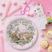 It's a girl Woodland Baby Shower Paper Plate ペーパープレート (パーティー)