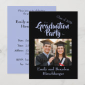 It's a Graduation Party - Black w/Photo 招待状 (正面/裏面)