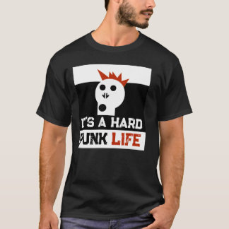 "It's a Hard Punk Life" ドクロ柄グラフィック Tシャツ