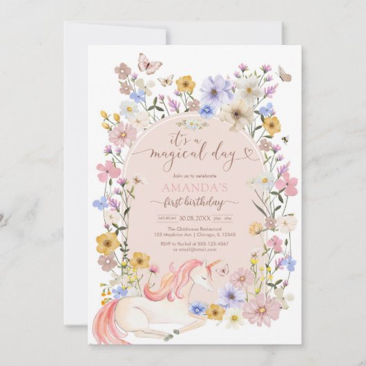It's A Magical Day Wildflower Birthday Invitation 招待状 (正面)