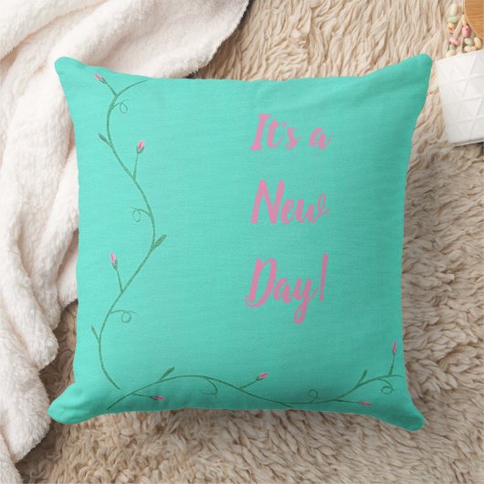 It's a New Day, Pink Flower Buds Custom Pillows クッション (ブランケット)