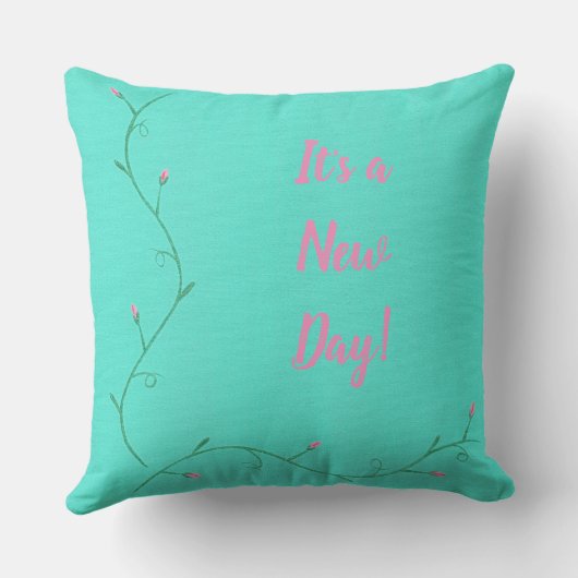 It's a New Day, Pink Flower Buds Custom Pillows クッション (裏面)