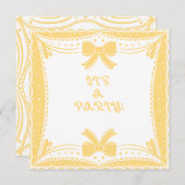 It's A Party Yellow Bow 招待状 (正面/裏面)