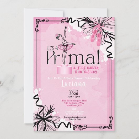 It's A Prima Ballet Baby Shower Invitation 招待状 (正面)