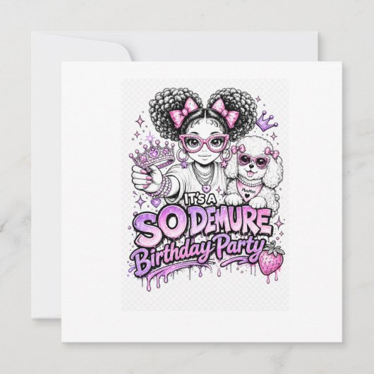 It's a So Demure™ バースデーパーティ | StarBerry™ & Mo 招待状 (正面)