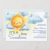 It's a Sunshine Boy Baby Shower 招待状 (正面/裏面)