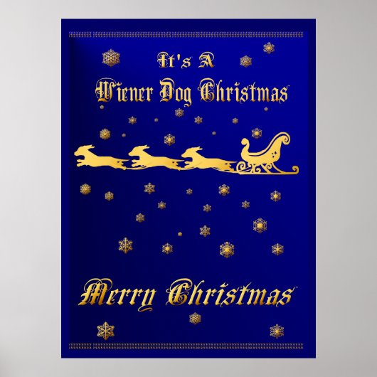 It's A Wiener Dog Christmas Print ポスター (正面)