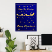 It's A Wiener Dog Christmas Print ポスター (ホームオフィス)