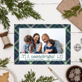 It's a Wonderful Life | グリーン×ネイビーのタータン柄 ホリ シーズンポストカード