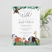 Its About To Get Wild Safari Animals Baby Shower 招待状 (スタンド正面)