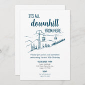 It's All Downhill from Here Ski Winter Birthday 招待状 (正面/裏面)