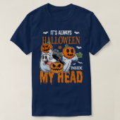 It's Always Halloween Inside My Head Pumpkin Ghost Tシャツ (デザイン正面)