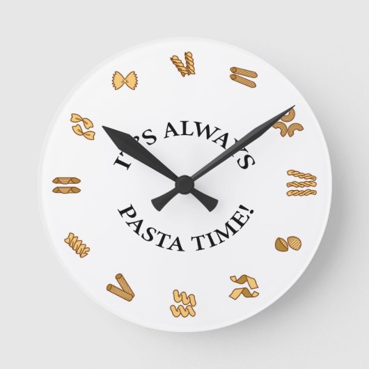 「It's Always Pasta Time」壁掛け時計 ラウンド壁時計 (正面)