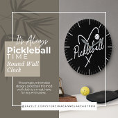 It's Always Pickleball Time Round Wall Clock ラージ壁時計