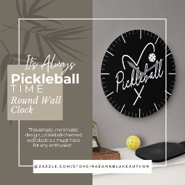 It's Always Pickleball Time Round Wall Clock ラージ壁時計