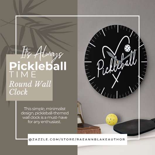 It's Always Pickleball Time Round Wall Clock ラージ壁時計