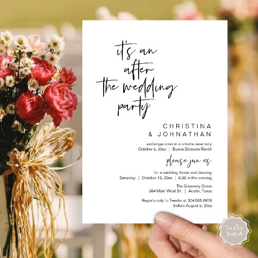 It's an after the wedding party, elopement dinner 招待状