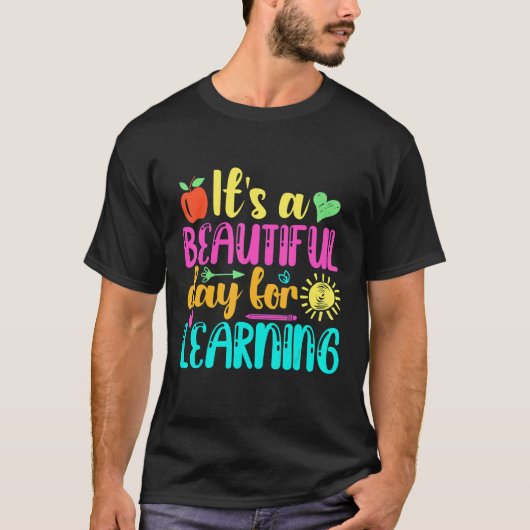 It's Beautiful Day For Learning Retro Teacher Stud Tシャツ (正面)