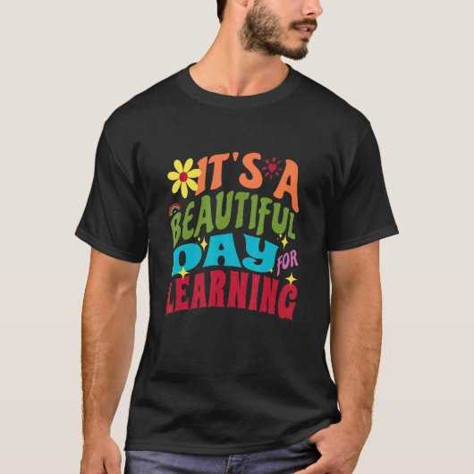 It's Beautiful Day For Learning Retro Teacher Stud Tシャツ (正面)
