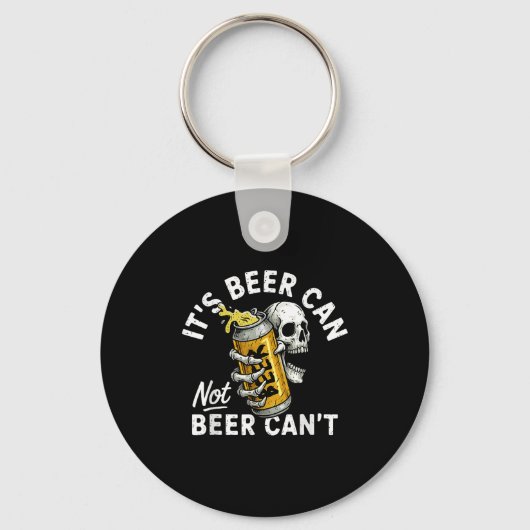 It's Beer Can Not Beer Can Skull Skeleton Drinking キーホルダー (正面)