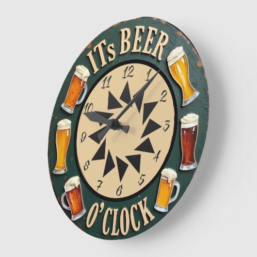 Its Beer O'clock Distressed Bar ラージ壁時計 (傾斜)