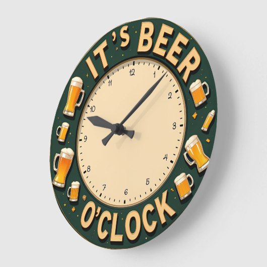 It's Beer O'clock Fun Wall ラージ壁時計 (傾斜)