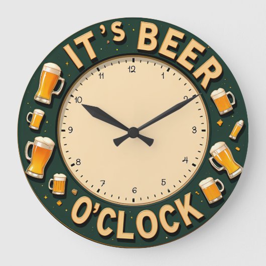 It's Beer O'clock Fun Wall ラージ壁時計 (正面)