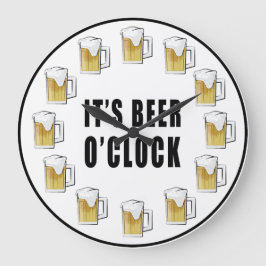 It's Beer O'clock - Funny Clock Design ラージ壁時計