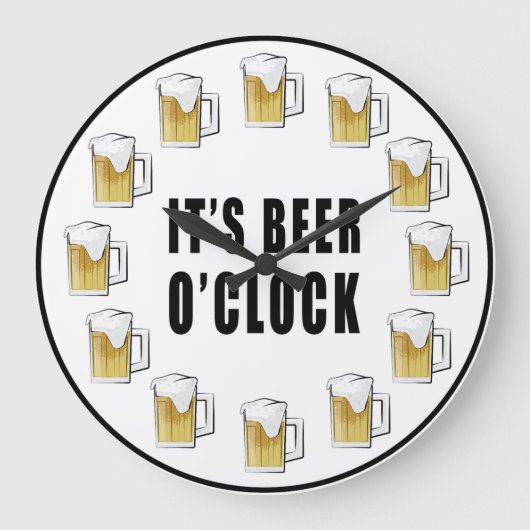 It's Beer O'clock - Funny Clock Design ラージ壁時計 (正面)