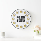 It's Beer O'clock - Funny Clock Design ラージ壁時計 (ホーム)