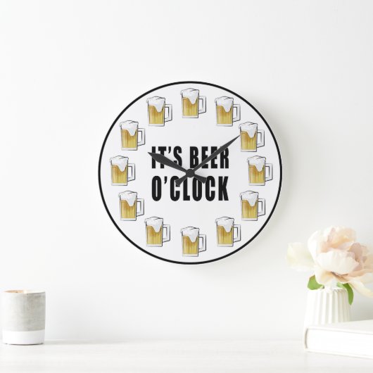 It's Beer O'clock - Funny Clock Design ラージ壁時計 (ホーム)