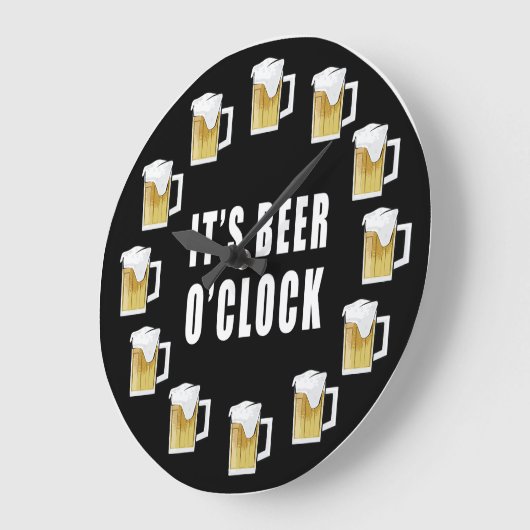 It's Beer O'clock - Funny Clock Design ラージ壁時計 (傾斜)