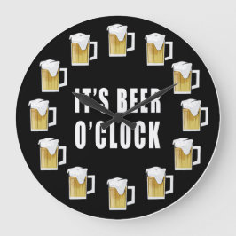 It's Beer O'clock - Funny Clock Design ラージ壁時計