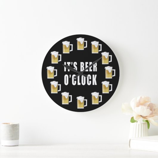 It's Beer O'clock - Funny Clock Design ラージ壁時計 (ホーム)