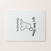 It's boo time name Halloween date time ghost black ジグソーパズル (横)