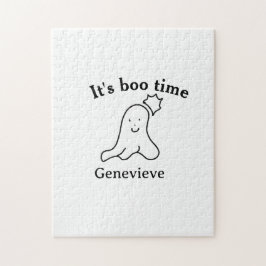 It's boo time name Halloween date time ghost black ジグソーパズル